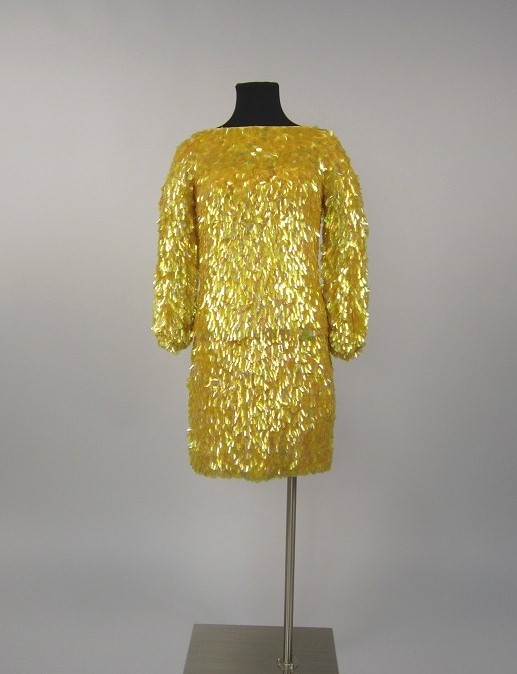 Image of Two-piece yellow cocktail dress, ca. 1965